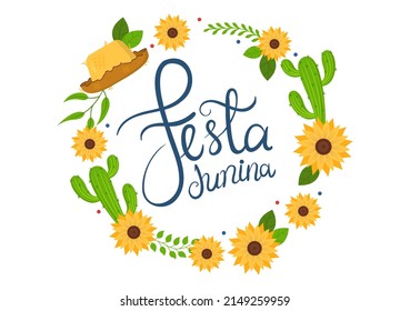 Festa Junina or Sao Joao Celebration Cartoon Illustration Made Very Lively by Singing, Dancing Samba and Playing Traditional Games Come From Brazil