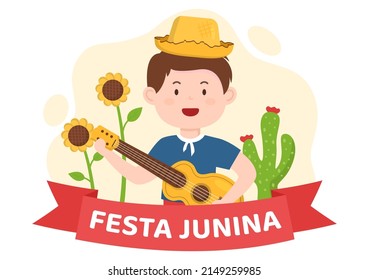 Festa Junina or Sao Joao Celebration Cartoon Illustration Made Very Lively by Singing, Dancing Samba and Playing Traditional Games Come From Brazil