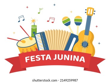 Festa Junina or Sao Joao Celebration Cartoon Illustration Made Very Lively by Singing, Dancing Samba and Playing Traditional Games Come From Brazil