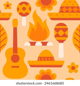 Festa junina seamless pattern. Cartoon style.