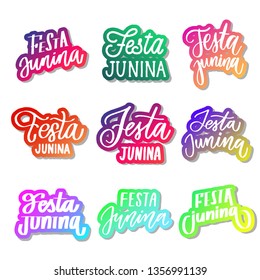 festa junina - set of gradient stickers and labels vector.