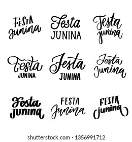 festa junina - set of lettering inscriptions vector.