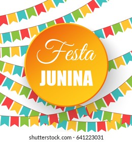 Festa Junina - text in Brazilian means June party. Festa Junina Brazil Festival. Folklore holiday. Festival fire. Vector illustration.