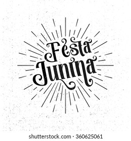 Festa Junina. Traditional Brazil June festival party - Midsummer holiday. Latin American holiday, the inscription in Portuguese. Vector Logo Illustration