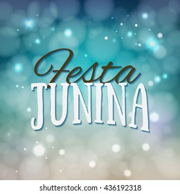 Festa Junina. Traditional Brazil June festival party - Midsummer holiday. Latin American holiday, the inscription in Portuguese Festa Junina. Vector Logo Illustration