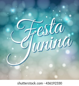Festa Junina. Traditional Brazil June festival party - Midsummer holiday. Latin American holiday, the inscription in Portuguese Festa Junina. Vector Logo Illustration