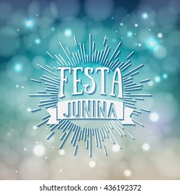 Festa Junina. Traditional Brazil June festival party - Midsummer holiday. Latin American holiday, the inscription in Portuguese Festa Junina. Vector Logo Illustration