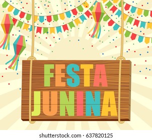 Festa Junina traditional Brazilian June folklore party festival. Vector illustration.