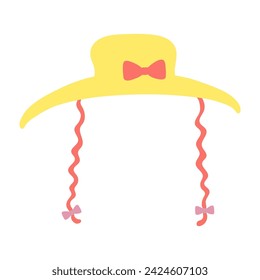 Festa Junina traditional straw hat hand drawn cartoon illustration. Vector, isolated on white. Brazilian holiday, Saint John festival, party, carnival design element. Summer headwear, sun hat