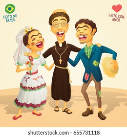 Festa Junina - Typical brazilian June Party wedding - Made in Brazil - Made with love - High quality detailed vector cartoon for june party themes.