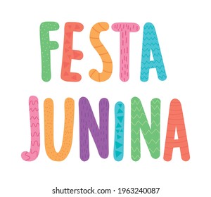 festa junina typography colorful illustration