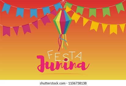 Festa Junina vector background. June feast brazilian traditional festival.