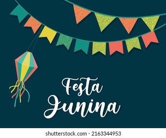 Festa Junina vector background. June feast Brazilian traditional festival.