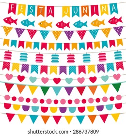 Festa Junina vector bunting flags set