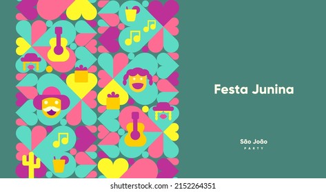 Festa Junina. Vector illustrations. Music Festival. Simple, minimalist icons. Festive banner, poster, cover. 