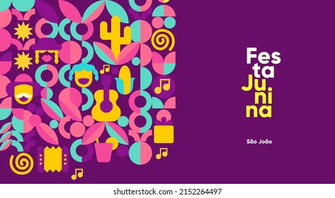 Festa Junina. Vector illustrations. Music Festival. Simple, minimalist icons. Festive banner, poster, cover. 