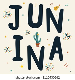 Festa Junina. Vector set with flat characters. Latin American holiday. 