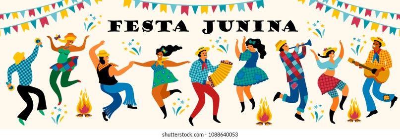 Festa Junina. Vector templates for Latin American holiday, the June party of Brazil. Design for banner and over use.