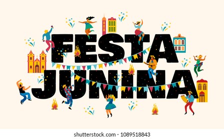 Festa Junina. Vector templates for Latin American holiday, the June party of Brazil. Design for banner and over use.