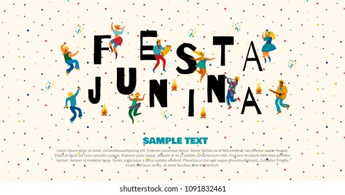 Festa Junina. Vector templates for Latin American holiday, the June party of Brazil. Design for banner and over use.