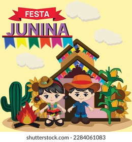 Festa Junina. Plantillas de vectores para la fiesta latinoamericana, la fiesta de junio en Brasil
