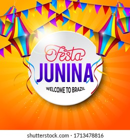 Festa Junina Welcome to Brazil with element and isolated yellow background