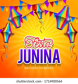 Festa Junina Welcome to Brazil with element and isolated yellow background