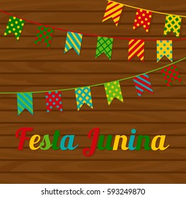Festa Junina wooden background. Vector illustration.