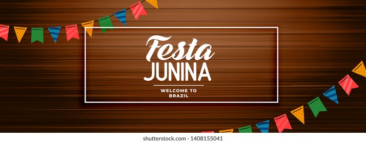 festa junina wooden banner with garland decoration