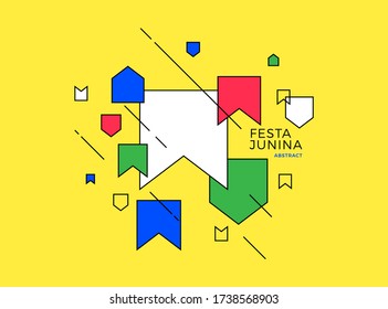 Festa Junina. Yellow Abstract background. Colorful elements.