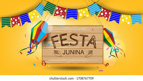 Festa Junina,Brazilian,Latin american festive event,
Brazil,June Festival Design for Greeting card holiday vector 3d style
