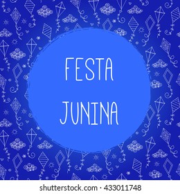 Festa unina celebration card with kites. Vector illustration