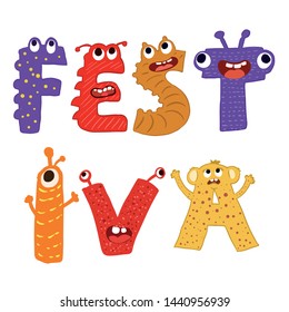 Festiva monster alphabet cute vector design