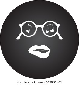 Festival acid fan in round glasses sign simple icon on background