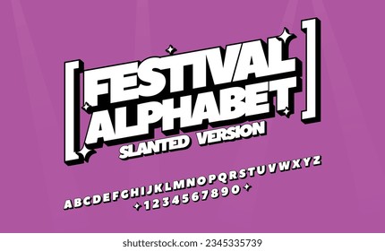 Festival Alphabet Sans-serif font 3d bold party slanted