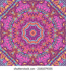 Festival art festive seamless pattern mandala. Ethnic geometric mandala doodle art zentangprint. Colorful psychdedlic background ornament