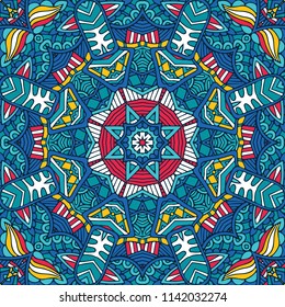 festival art seamless pattern. Ethnic geometric print. Colorful repeating background texture. Fabric, cloth design, wallpaper, wrapping