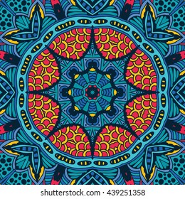 festival art seamless pattern. Ethnic geometric print. Colorful frame background
