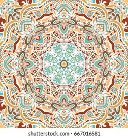 festival art seamless pattern. Ethnic geometric print. Colorful repeating background texture. Fabric, cloth design, wallpaper, wrapping