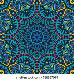 festival art seamless pattern. Ethnic geometric print. Colorful repeating background texture. Fabric, cloth design, wallpaper, wrapping