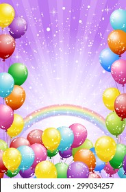 Festival background with colorful balloons and shining glitter. Celebration.