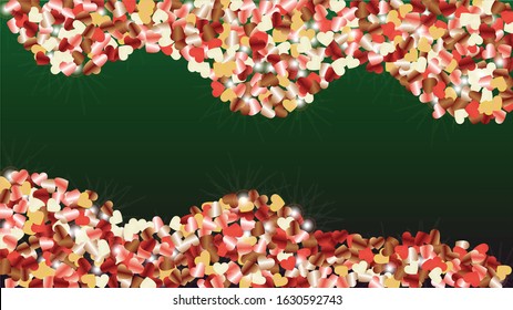 Festival Background with Confetti of Glitter Particles. St. Valentine Day. Disco pattern. Light Spots. Explosion of Confetti. Glitter Vector Illustration. Design for Template.