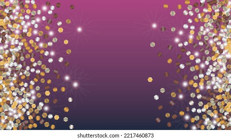 Festival Background with Confetti of Glitter Particles. Sparkle Lights Texture. Holiday pattern. Light Spots. Star Dust. Explosion of Confetti. Design for Advertisement.