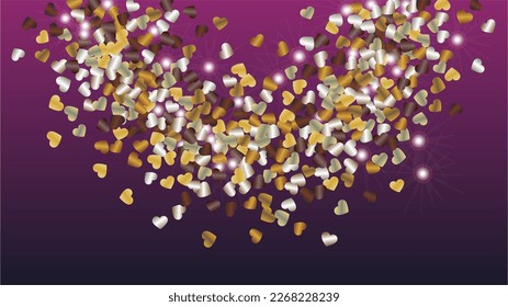 Antecedentes del Festival con Confetti de partículas de brillo. Día de San Valentín. Patrón de Navidad. Puntos de luz. Explosión de Confetti. Ilustración del vector de brillo. Diseño de plantilla.