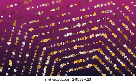 Festival Background with Confetti of Glitter Particles. St. Valentine Day. Birthday pattern. Light Spots. Explosion of Confetti. Glitter Vector Illustration. Design for Advertisement.