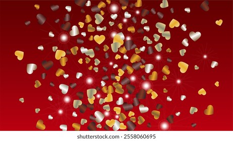 Festival Background with Confetti of Glitter Particles. St. Valentine Day. Anniversary pattern. Light Spots. Explosion of Confetti. Glitter Vector Illustration. Design for Banner.