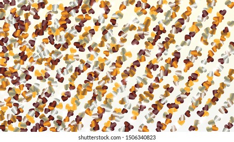 Festival Background with Confetti of Hearts Glitter Particles. St. Valentine Day. Disco pattern. Light Spots. Explosion of Confetti. Glitter Vector Illustration. Design for Template.