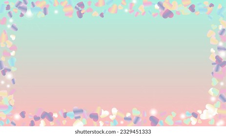 Festival Background with Confetti of Hearts Glitter Particles. St. Valentine Day. Disco pattern. Light Spots. Explosion of Confetti. Glitter Vector Illustration. Design for Card.
