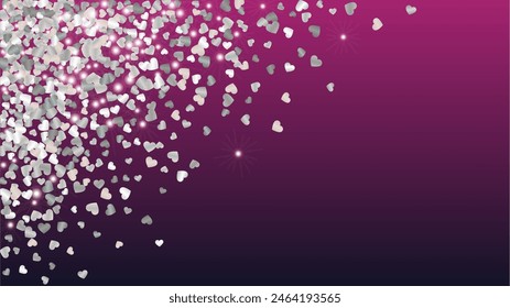 Festival Background with Confetti of Hearts Glitter Particles. St. Valentine Day. Celebration pattern. Light Spots. Explosion of Confetti. Glitter Vector Illustration. Design for Card.