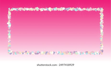 Festival Background with Confetti of Hearts Glitter Particles. St. Valentine Day. Christmas pattern. Light Spots. Explosion of Confetti. Glitter Vector Illustration. Design for Banner.